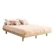 Oikiture Bed Frame Double Size Wooden Bed Base Timber Floating Beds