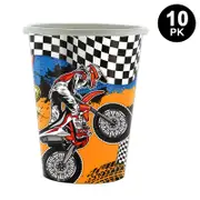 Motorcycle Theme 250ml 9 OZ Paper Cups 10PK - Kids Birthday Party Tableware