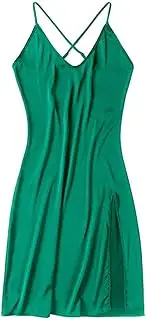 [JIAXU] Women's Sexy Apparel Lingerie Long Skirt V Collar Open Fork Inner Lap Underwear Summer Pajamas