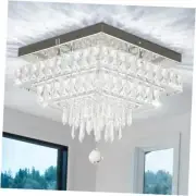 13'' Square Crystal LED Ceiling Light, Modern Chandeliers Square cool white