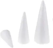 Craft Foam Cone - Cone Shaped Foam for DIY Craft, Christmas Tree, Table Centerpiece, White Polystyrene Foam, 5.9, 7.8, 9.8 Inches