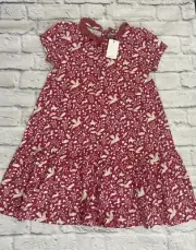NEW Mini Boden Girls Short Sleeve Dress Sz 9-10y Pink Pegasus Flying Pigs Rabbit