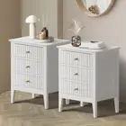 Oikiture Bedside Tables Set of 2 Side End Storage Furniture Nightstand White