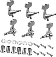 yuksok 6 Pieces Guitar String Tuning Pegs Enclosed Locking Tuner 3L3R Acoustic Guitar Tuning Pegs for Guitars Acoustic Guitar Parts, Silver