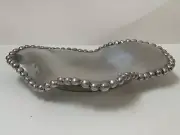 RARE VINTAGE Mariposa Handmade Wavy Pearl Beaded Edge Platter/tray