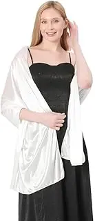 [Generic] Womens Luxurious Soft Satin Long Chiffon Bridal Scarf Shawl Wraps Pashmina for Evening Party