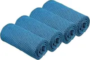 uxcell Cooling Towel 40"x12", 4Pcs Ice Towel for Neck and Face, Soft Breathable Chilly Sweat Absorbing for Yoga Sports Camping Fitness Running Golf, Light Blue