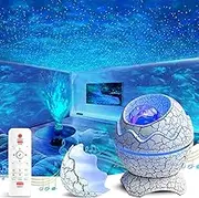 Dinoglow Egg Projector, Dinoglow 4 in 1 Northern Lights Projector, Wireless Music Player, 14 Colors Galaxy Night Light with 19 Types of White Noise for Kids Room, Gaming Room, Party (Cracked White)