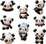 Panda Figurines for Dashboard - Small Panda Figure Cute Animals for Dashboard,Road Trip Passenger Fun Safe Driving Adhesive Trim for Desk, Living Room, Bedside