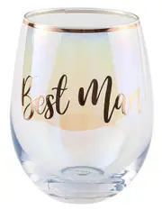 Rose Gold Best Man Stemless Wine Glass