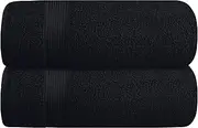 Elvana Home Cotton 2 Pack Oversized Bath Towel Set 28x55 inches, Large, Ultra Absorbant Compact Quickdry & Lightweight Towel, Ideal for Gym Travel Camp Pool - Black