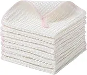 Oeleky Kitchen Dish Cloth Pack of 8, Strong Absorbent Dish Rags for Washing Dishes, Waffle Weave Cleaning Cloths Quick Drying (12x12 Inches, Pink)