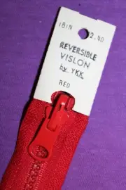 Reversible Separating Vislon by YKK Parka Sport Zipper 18" Red Sewing Notion