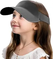 [newhsy] Adjustable Ice Silk Children's Sun Visors 5-12 Years Kids Sun Hat Wide Brim Golf Visor Tennis Cap for Boys Girls UPF 50+ for Sun Protection During Travel Sports, Gray, One size
