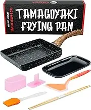Oleex Tamagoyaki Pan Set – Japanese Omelette Pan with Kitchen Cooking Tools Like Musubi Mold, Spatula & Other Omelet Accessories – Multifunctional PFOA-Free Nonstick Square Frying Pan – 5 x 7 Inches