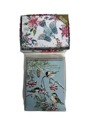 Christmas Cards Chickadee and Dove with Mistletoe (2-designs) 30 Cards NEW Small