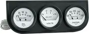 Auto Meter 2324 Autogage White Console Oil/Volt/Water Gauge with Black Steel