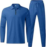 [AboveSun] Kingsire Matching Set for Men, 2 Piece Outfits Casual Long Sleeve and Pants Sets, Athletic Jogging Outfits Suits, Blue, Small, Blue, Small