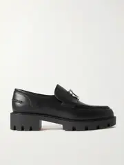[Christian Louboutin] Christian Louboutin - Cl Moc Lug 75 Logo-embellished Leather Loafers - Black - IT41 IT 41 Black