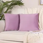 Stellhome Soft Decorative Velvet Cushion Covers Square Throw Pillow Covers for Bed Couch Sofa Bench, 20 x 20 inch (50 cm), Pink Purple, Pack of 2 Solid Throw Pillow Case