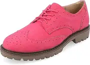 [Journee Collection] Womens Tru Comfort Foam Claudiya Lug Outsole Almond Toe Oxford Flats