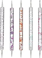Labymos 5pcs Nail Art Design Dotting Pen Double-Sided Drawing Polish Brush Pen Dotting Tools for Nail Art Painting
