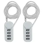 2 Pack 4 Digit Combination Lock with 3.94Ft Wire Cable, Helmet Padlock Grey