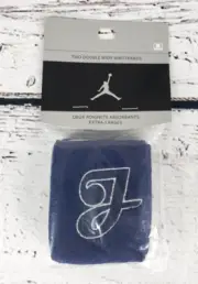 Vintage Nike Michael Jordan Jumpman "J" Logo Wristbands Navy Blue & Silver - NEW