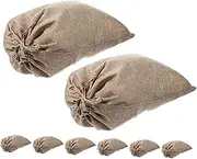 HOUDERCO 8pcs Reusable Burlap Storage Bags with Drawstring Breathable Vegetable Fruit Pouches for Root Vegetable Storage Portable Design for Home Use