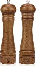 XWXO Wood Salt and Pepper Grinder Set, Salt Mill Pepper Grinder Set, Pepper Mill, Salt Shakers with Adjustable Ceramic Rotor- Oak Wood Pepper Grinder for Your Kitchen 8 inches - Pack of 2