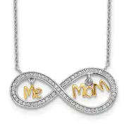 Ss/Gold Plated Sterling Silver Gold-Plated Mom And Me Cz Infinity Necklace