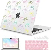 Mektron for 2025-2022 MacBook Air 13.6 inch Case M4 M3 M2，Model A3240 A3113 A2681 with Liquid Retina Display Touch ID，Printed Bright Hard Shell Cover for MacBook Air 13.6"，Gilitter Colorful Bows
