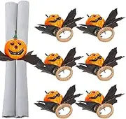Pumpkin Napkin Ring for Halloween - Halloween Maple 6Pieces Napkin Rings Pumpkin Napkin Holder | Fall Table Decorations Artificial Wooden Ring Holders for Thanksgiving Day