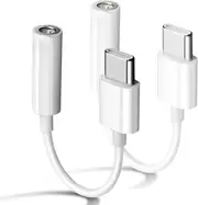 2-Pack Type C USB C to 3.5mm Jack Adapter Aux Audio Dongle for iPhone 15 Pro Max/15 Pro/15 Plus, iPad Pro, MacBook, Samsung Galaxy, Google Pixel