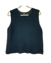 EILEEN FISHER Knitted Wool Crepe Sweater Tank Top PS Petite Small Pullover Black