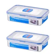 2x Locknlock 800ml Airtight Classic Rectangle Food Storage Container Short Clear
