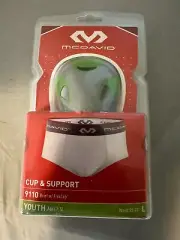 MCDAVID Youth 9110 Brief with Flex Cup White Grey * Size LARGE * Waist 25-27"