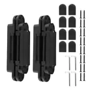6inch Heavy Duty Hidden Door Hinges Kit, 180 Degree Swing Concealed Hinges Black
