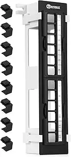 Everest Media 12-Port Keystone Patch Panel (2-Pack) - Removable 6-Port Panels - with 89D Wall Mount Bracket - Vertical/Horizontal Installation - 8 Blank Keystone Jack Inserts Included