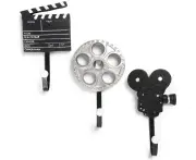 3-Pack Movie Film Equipment Video Camera Resin Wall Hook Coat Hook Home Wall Decor-