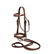 Tory Leather Heavy Duty Fox Hunt Bridle With Laced Reins & Hook & Stud Ends Cob
