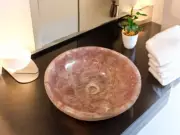 15" Pink Rose Quartz Stone Luxury Bathroom Fixtures Handmade Crystal Gemstone