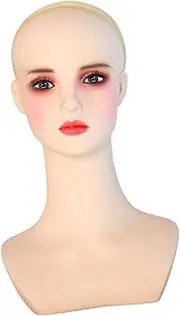 "Abbraccia" Cosmetology Mannequin Head Model,Wig Bust Head Stand Professional with Wig Cap with Makeup for Glasses Necklace Hair Making