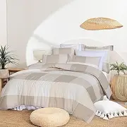 Amsons Quilt Cover Set - 2000TC Brushed Microfiber Duvet Cover Sets - Ultra Soft Bedding & Linen - Doona Cover Set (Single, Beige Check)