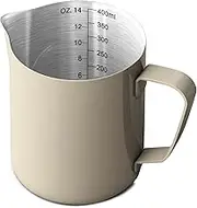 KYONANO Milk Frothing Pitcher, 14oz/400ml Espresso Steaming Pitchers Stainless Steel Cappuccino Coffee Machine Accessories Barista Tools Steamer Froth Pitchers Milk Jug Cup Latte Art
