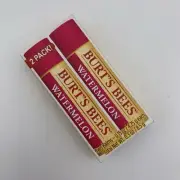 Burt's Bees Moisturizing Lip Balm Watermelon 2 Pack Dry Chapped Lips NEW in Box