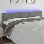 Upholstered Fabric Headboard with Adjustable Height, LED Lighting, Dark Grey, 160 cm for Bed Frame