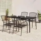 5 PCS Garden Dining Set Stable Steel Frame Outdoor Furniture Patio Table Chairs