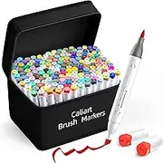 Caliart 168 Colors Brush & Chisel Alcohol Markers for Adult Coloring Book, Dual Tip Artist Sketch Art Markers, Aesthetic Cute Preppy Stuff School Supplies, Pens for Lettering Drawing Cards Planner
