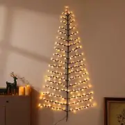 Lighted Christmas Wall Tree 6FT 219LED Warm White for Home Decor, Half Hangin...